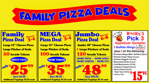 Rocky's Pizzeria Menu